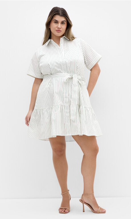 Plus Size Claire Mini Cotton Shirt Dress - ivory (UPDATED)