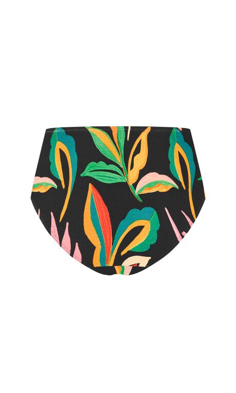 Maui Print Hi Waist Bikini Brief - black print Plus Size