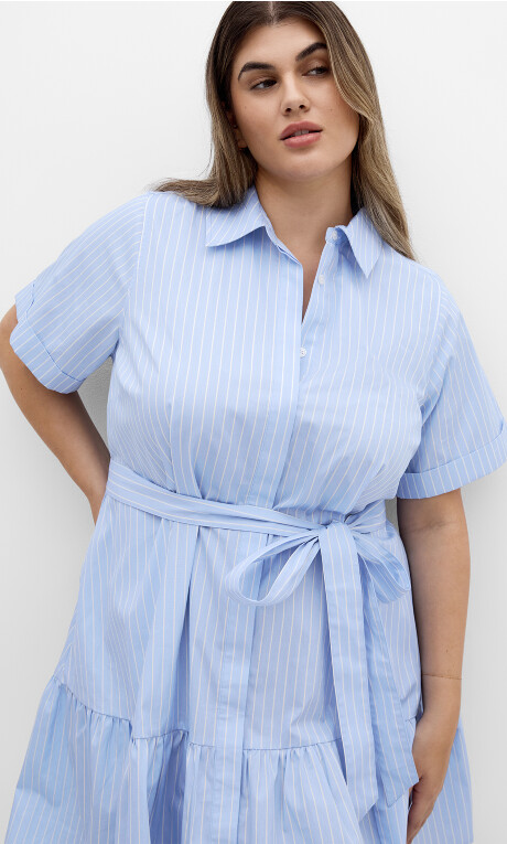 Plus Size SHIRT DRESS CLAIRE - Blue/White Stripe