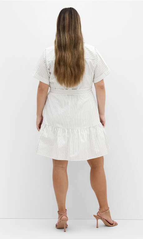 Plus Size Claire Mini Cotton Shirt Dress - ivory