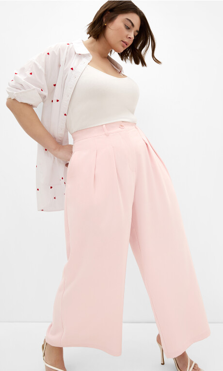 Plus Size Abbie Wide Leg Pant - heavenly pink