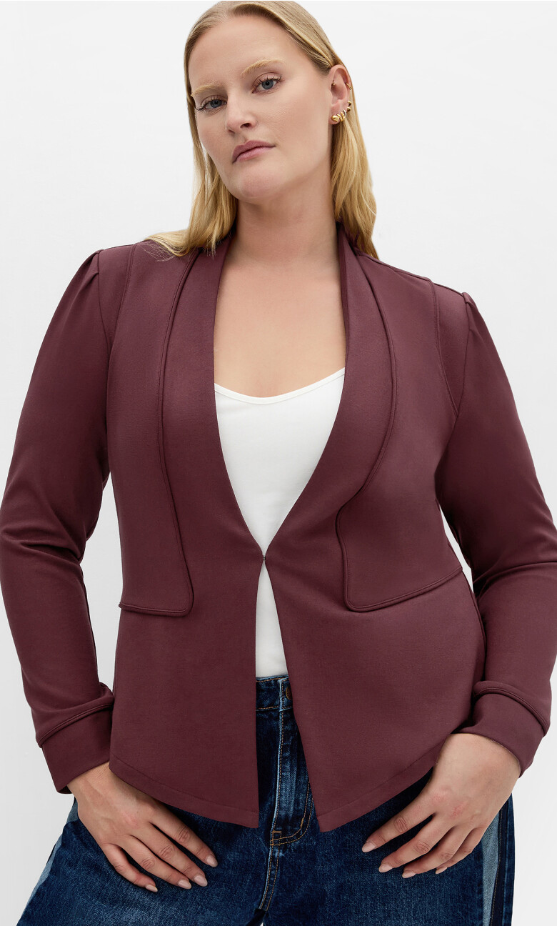 Plus Size Piping Praise Jacket - choc cherry