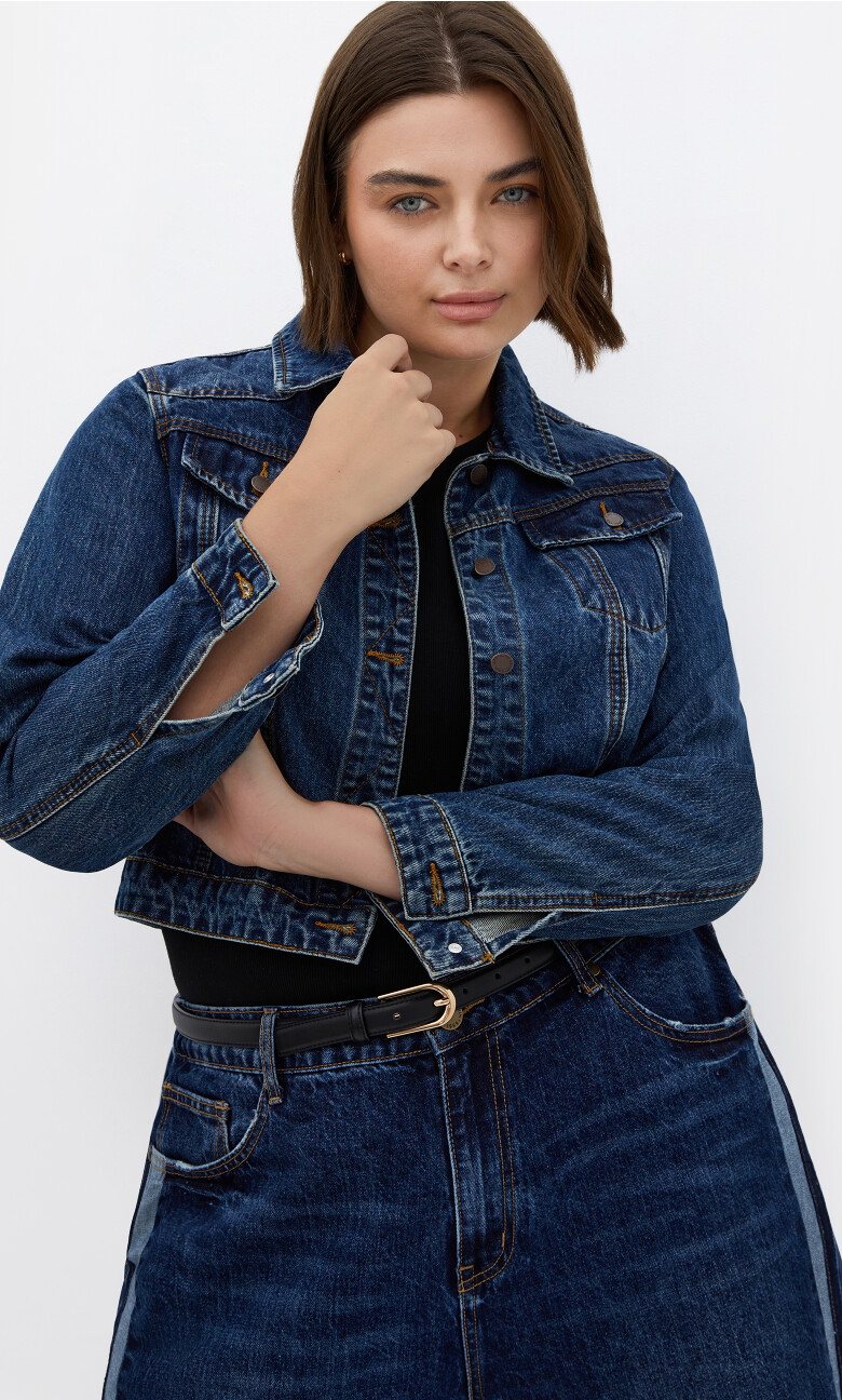 Plus Size Classic Denim Jacket - denim