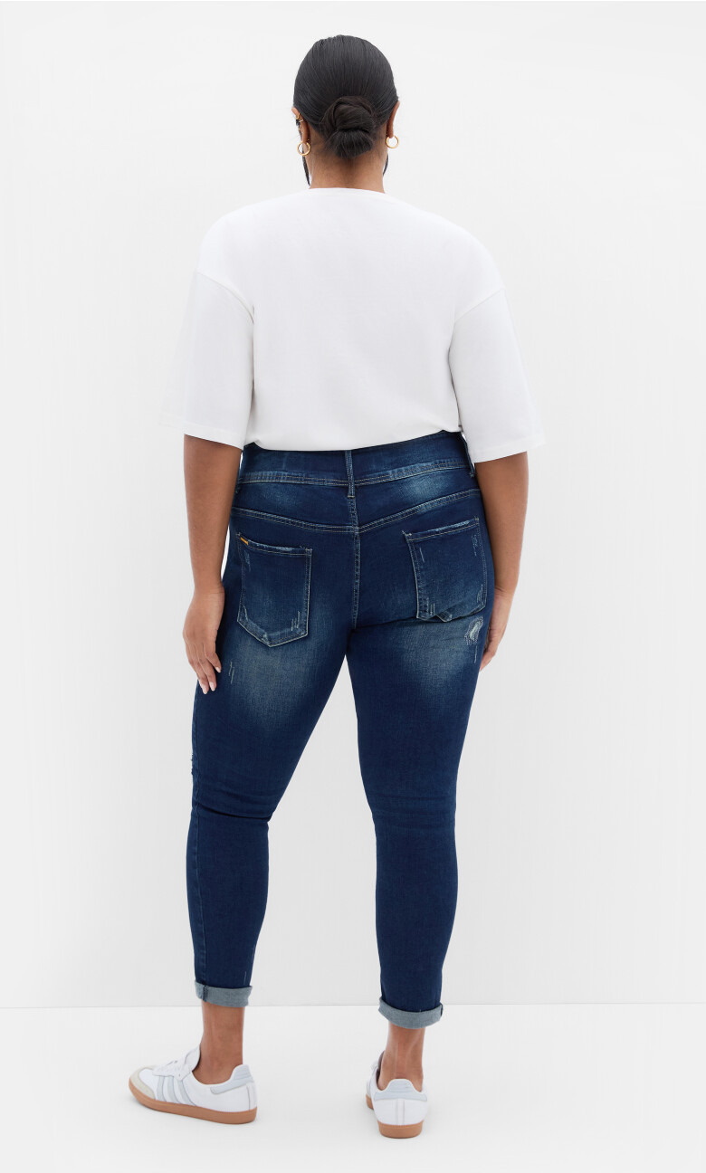 Asha Fit Patched Skinny Jean - dark denim
