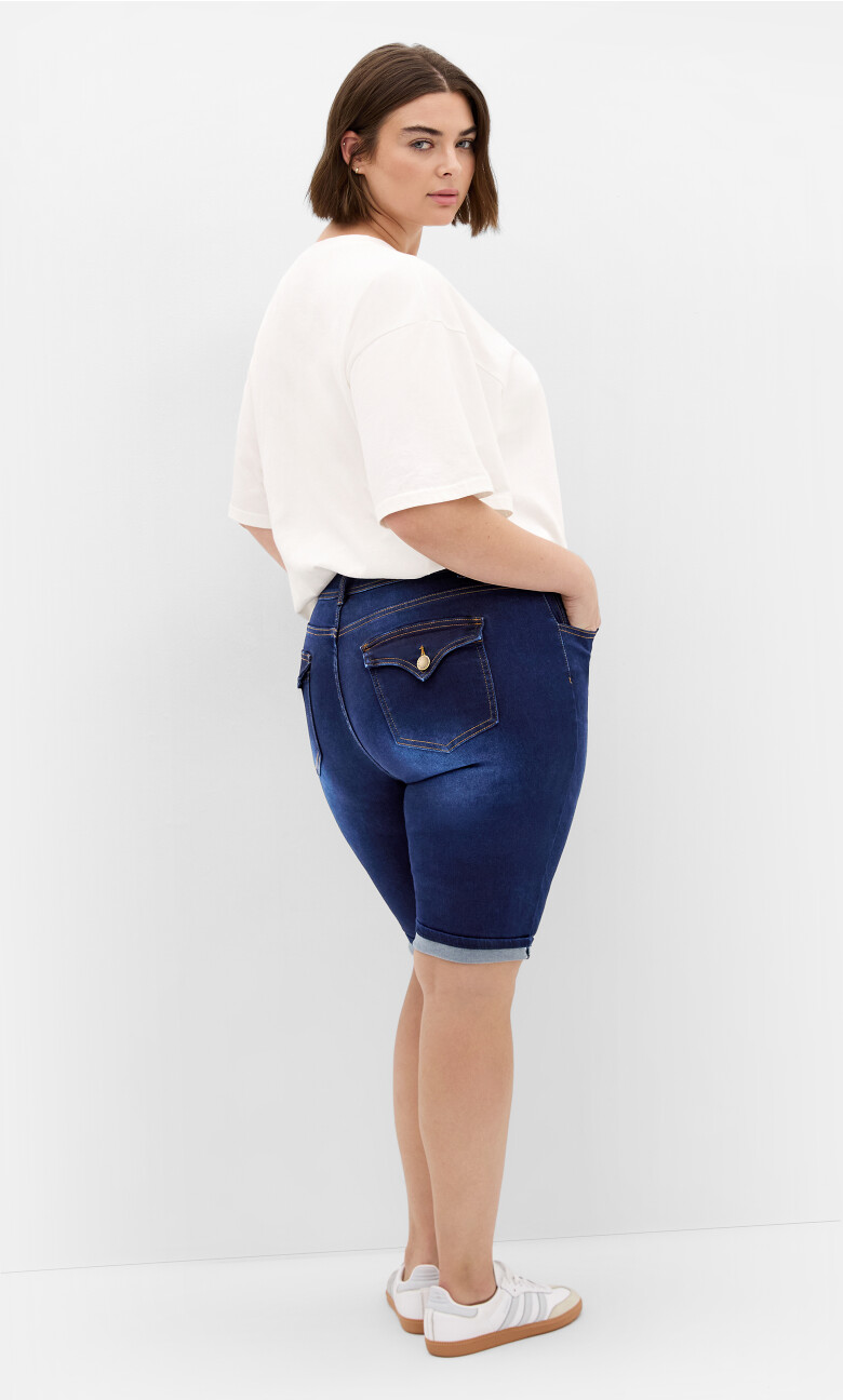 Killer Pins Double Button Cuff Short - dark denim