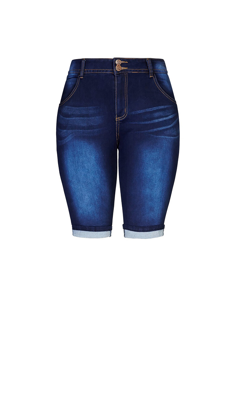 Killer Pins Double Button Cuff Short - dark denim