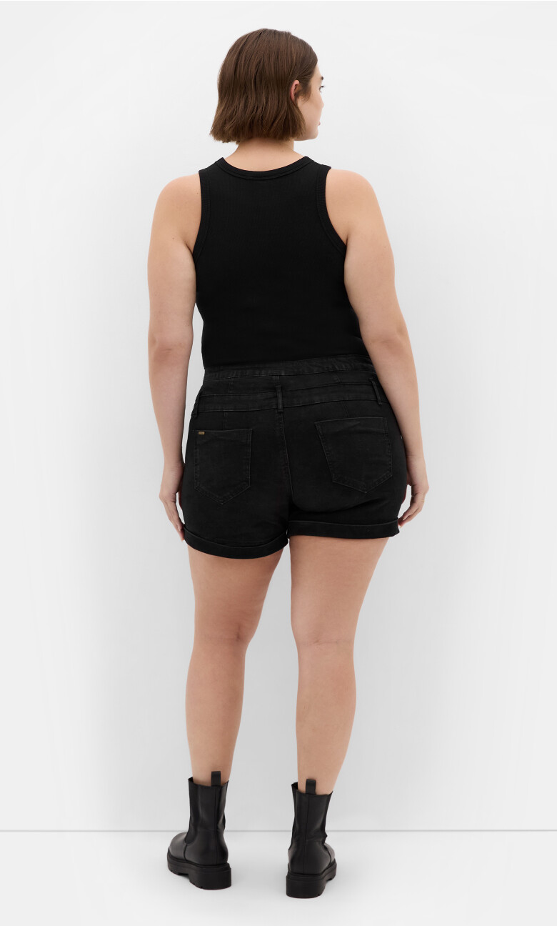 Short Hi Waist Corset Waistband Short - black