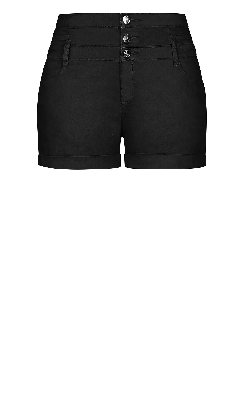 Short Hi Waist Corset Waistband Short - black