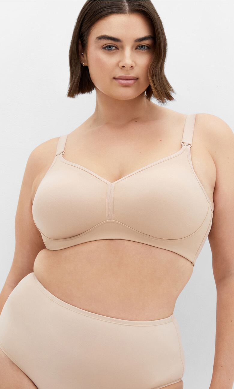 Plus Size Wireless  Maternity Bra - latte