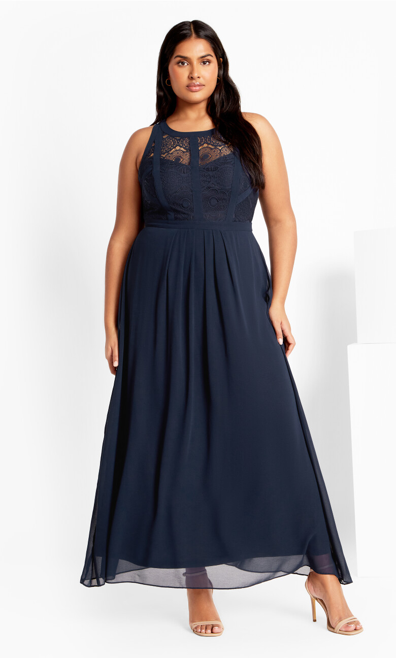 Panelled Bodice Maxi Dress - french navy