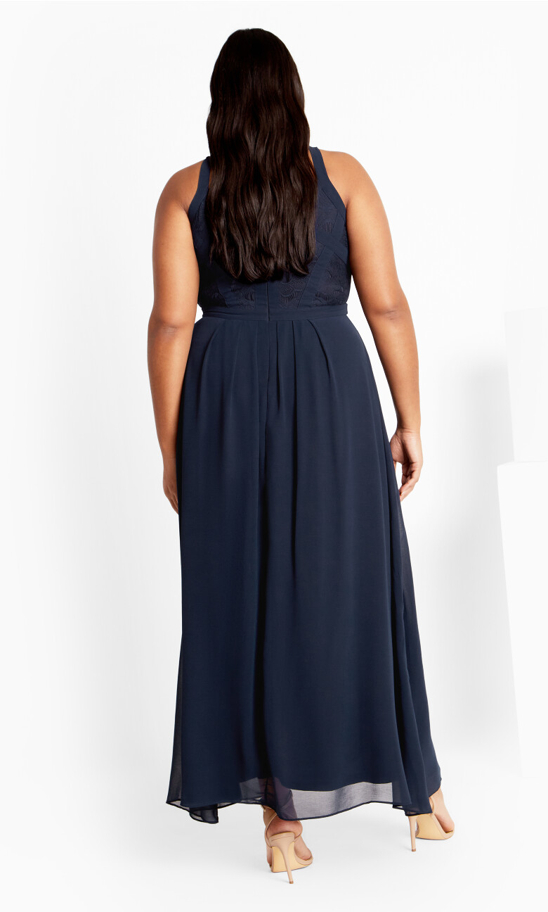 Panelled Bodice Sleeveless Racerback Maxi Dress - french navy