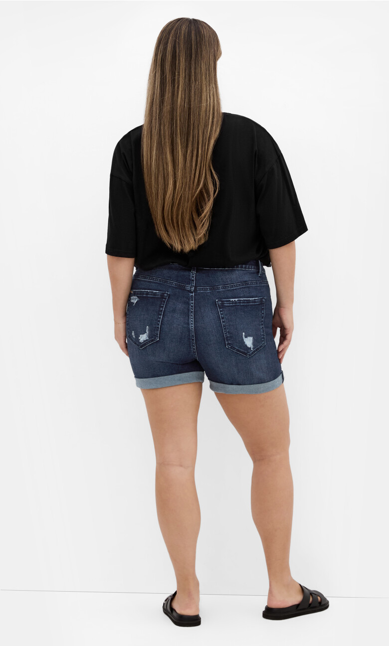Ripped Love Denim Short - dark wash