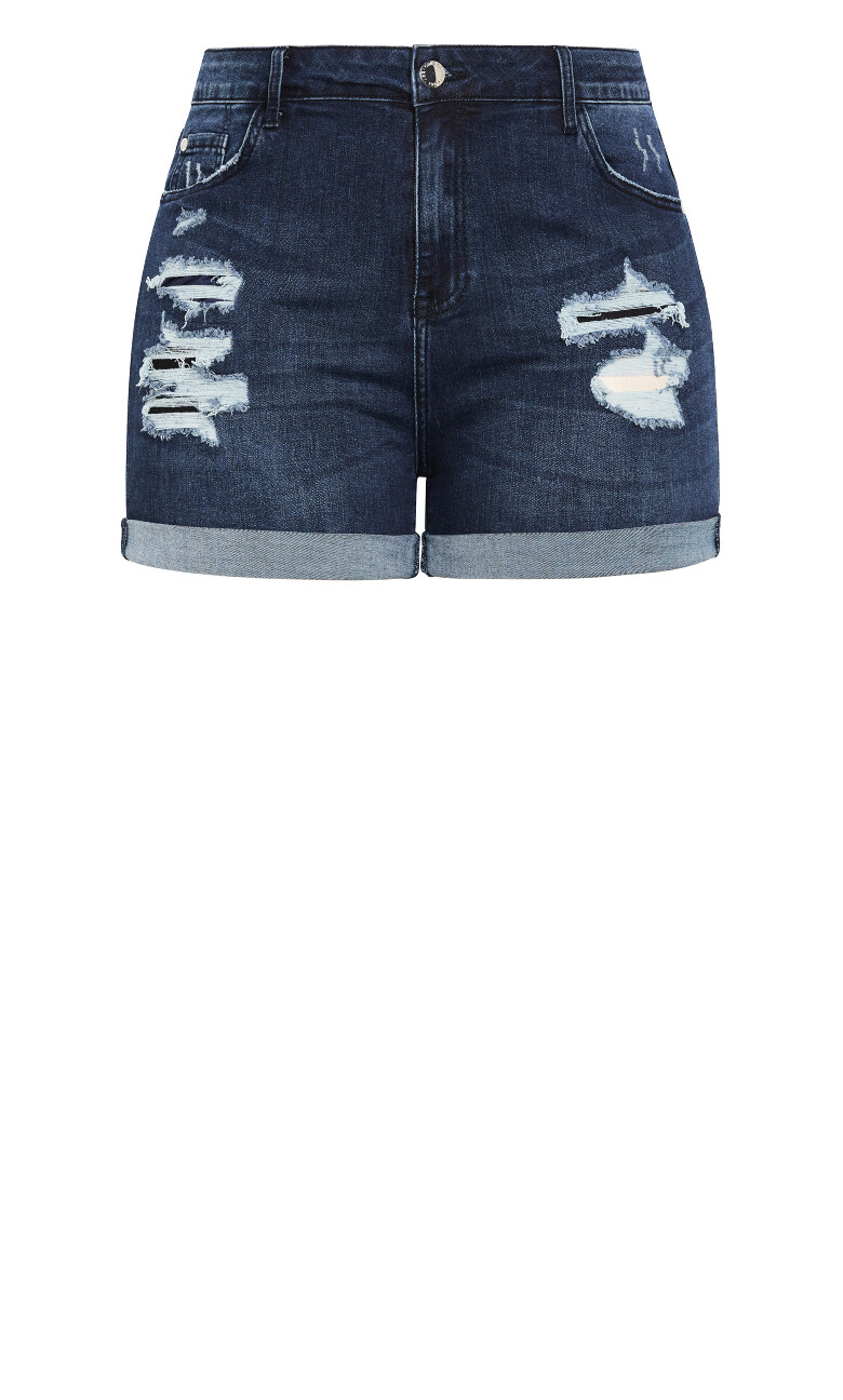 Ripped Love Denim Short - dark wash