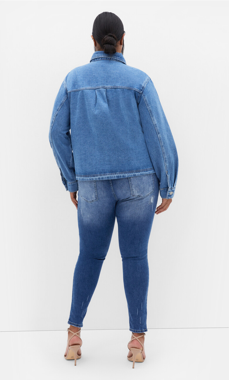 Asha Fit Patched Skinny Jean - mid wash