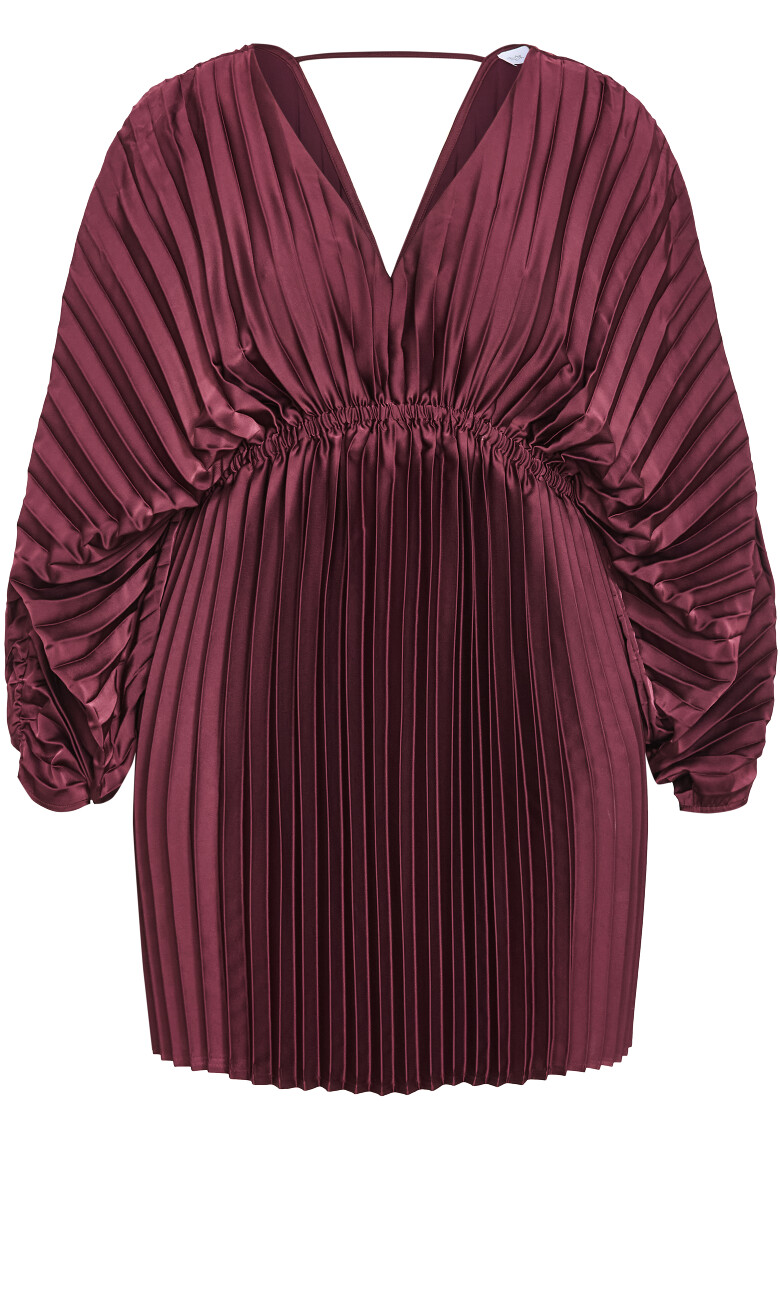 Chloe Pleat Mini Dress - burgundy