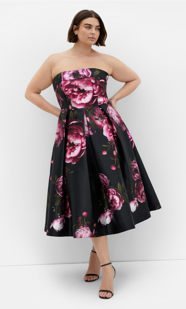 Plus Size Tiffany Bloom Dress - black multi