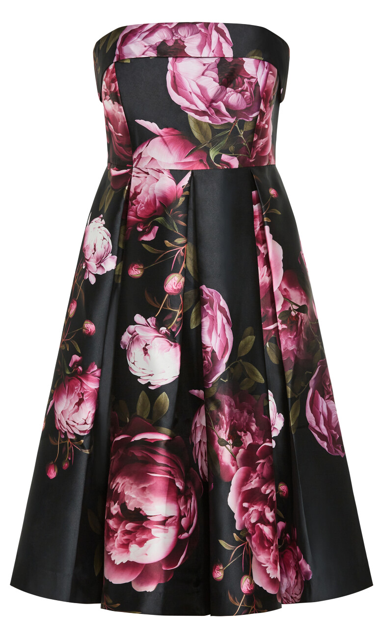 Tiffany Bloom Strapless Midi Dress - pink rose