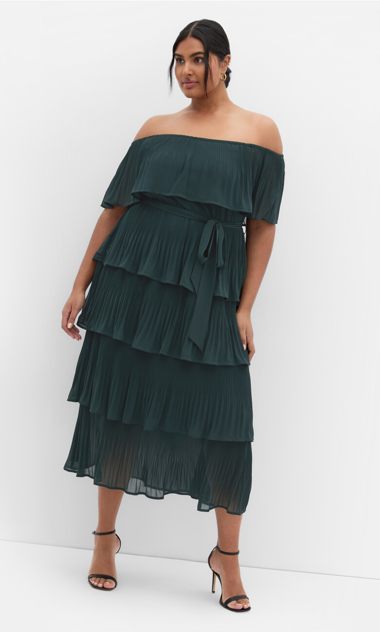 Plus Size Night Garden Dress - green teal