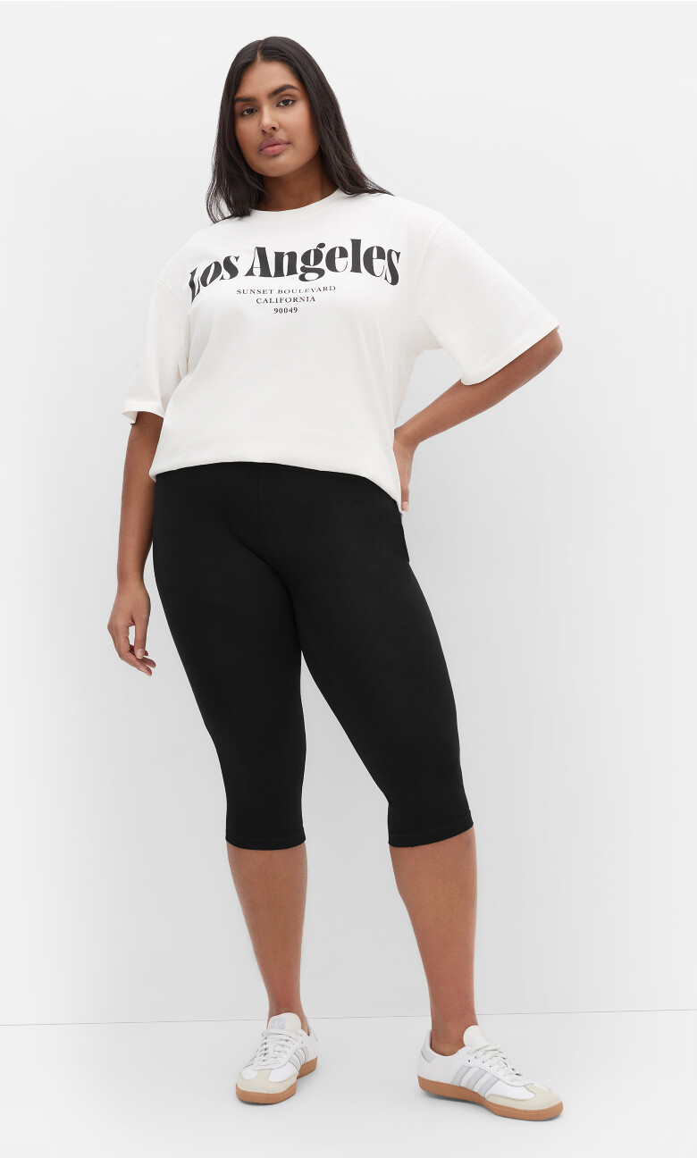 Plus Size 3/4 Wide Band Legging - black