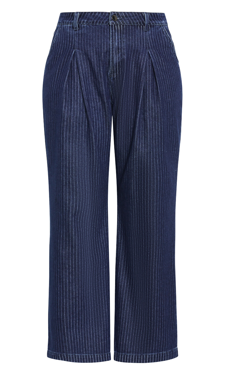Harley Fit Pinstripe Wide Leg Jean - dark wash