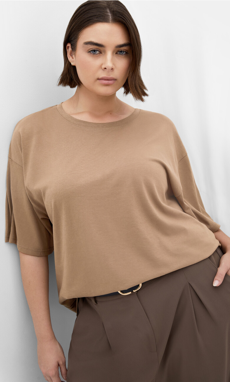 Plus Size Oversized Tee - taupe