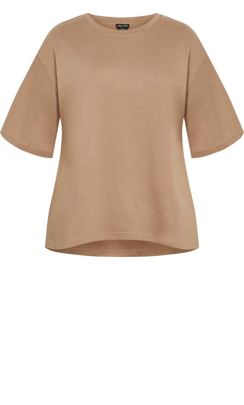 Oversized Crew Neck Tee - taupe