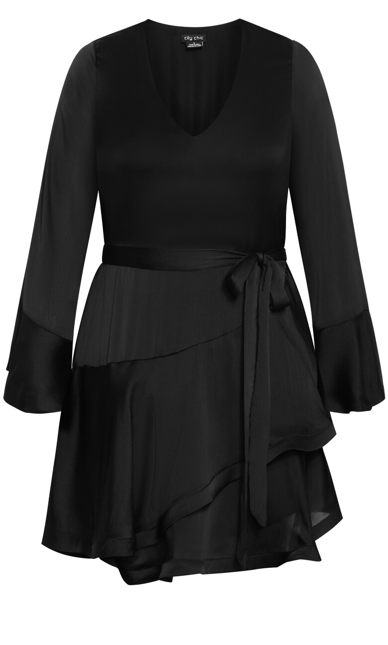 Cherrie Ruffle Sleeve Mini Dress - black