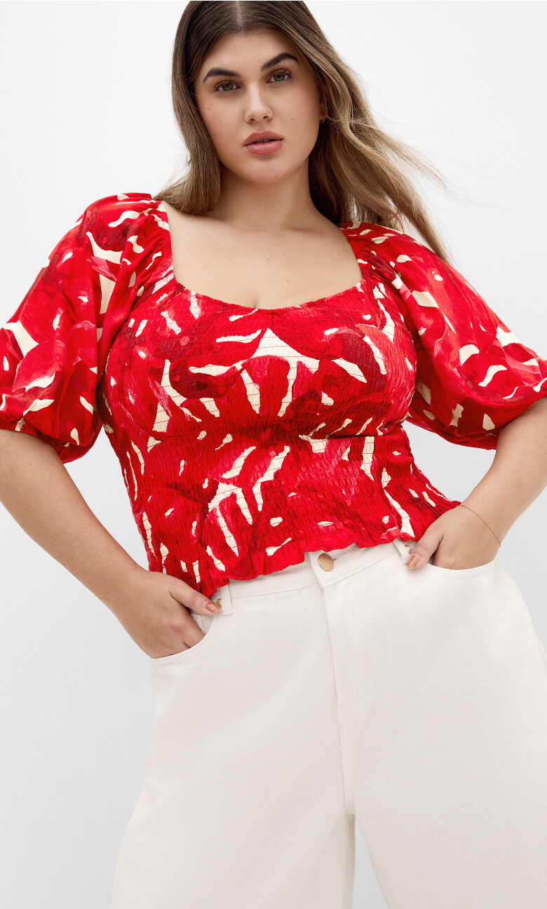 Plus Size Boardwalk Top - crimson