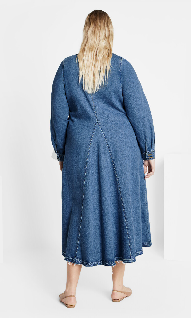 Denim Ivy Midi Dress - mid denim