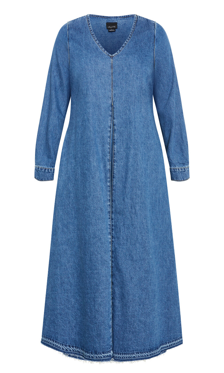Denim Ivy Midi Dress - mid denim