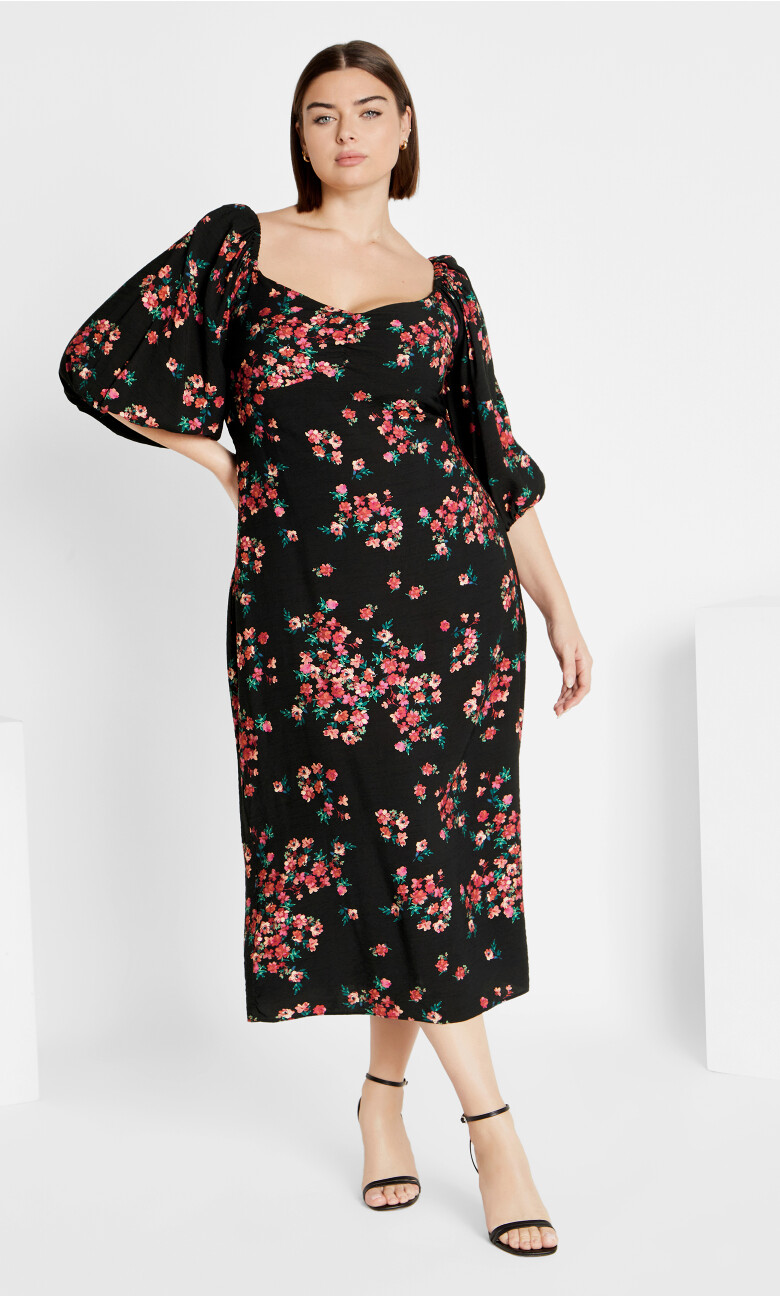 Blake Print Dress - black