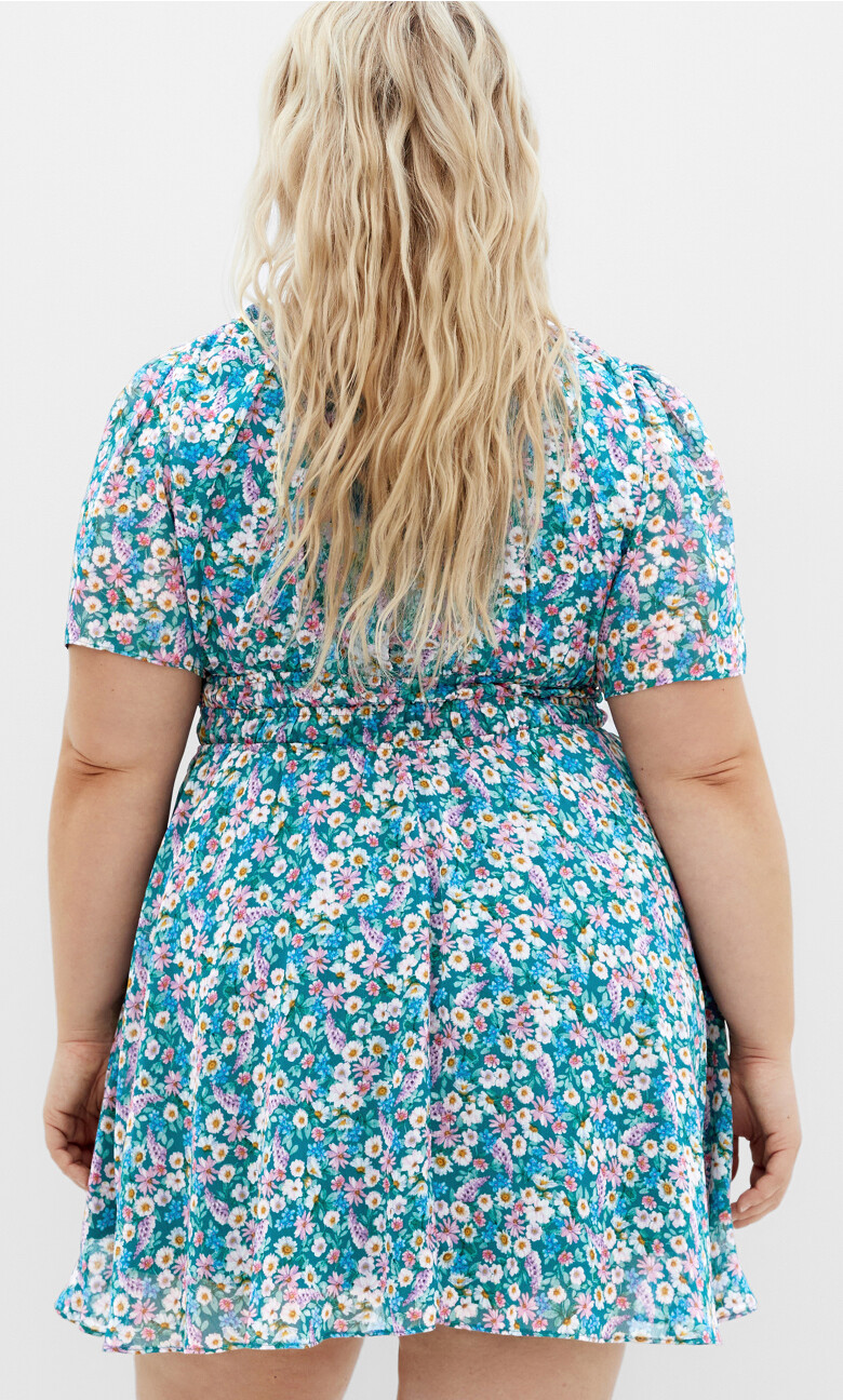 Cara Print Mini Dress - teal