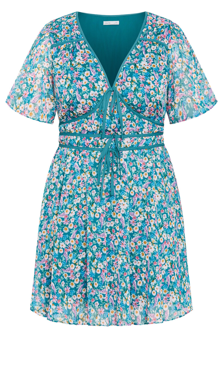 Cara Print Mini Dress - teal