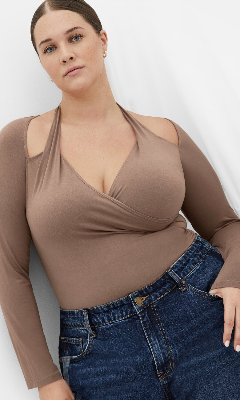 Plus Size Keyla Bodysuit - Fawn (UPDATED)