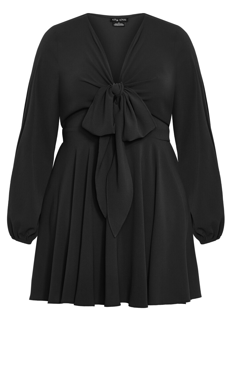 Adelyn Deep V Tie Dress - black