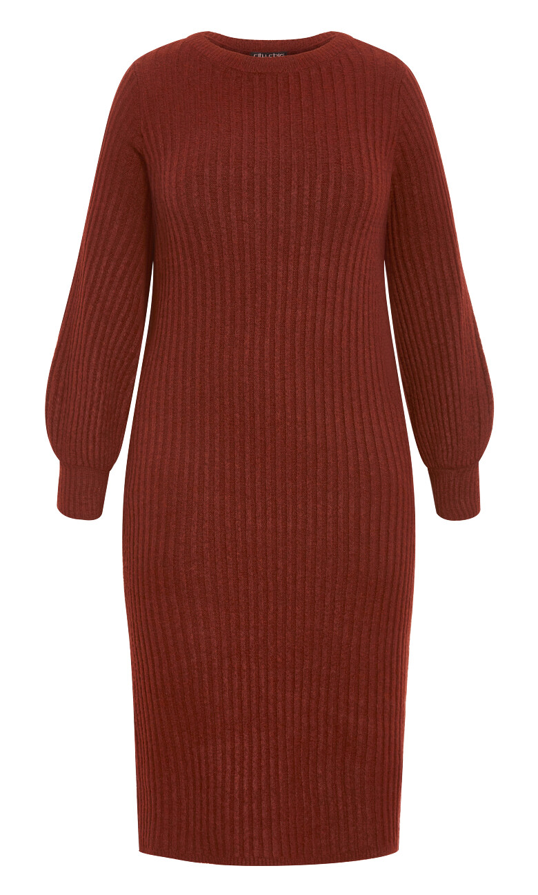 Saskia Rib Knit Midi Dress - merlot