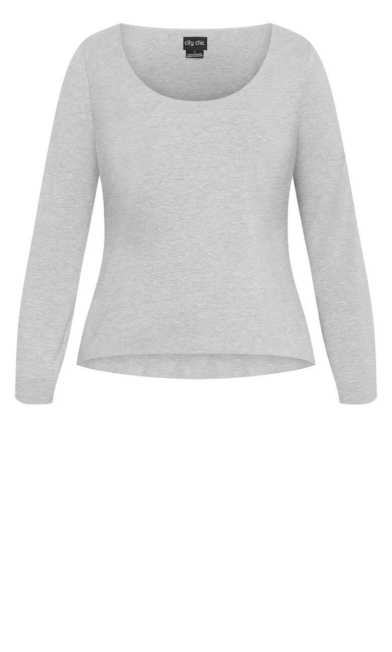 Liz Scoop Top - light grey marle