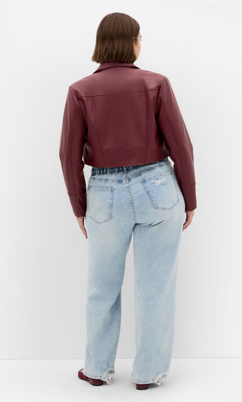 Amira Faux Leather Jacket - dark cherry