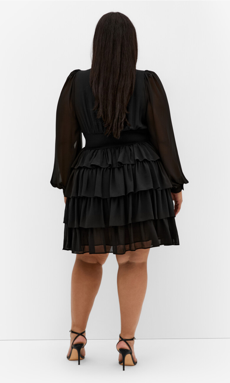 Kailey Sheer Sleeve Mini Dress - black