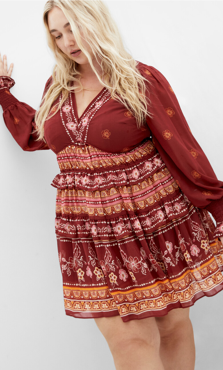 Plus Size Hudson Mini Dress - rust