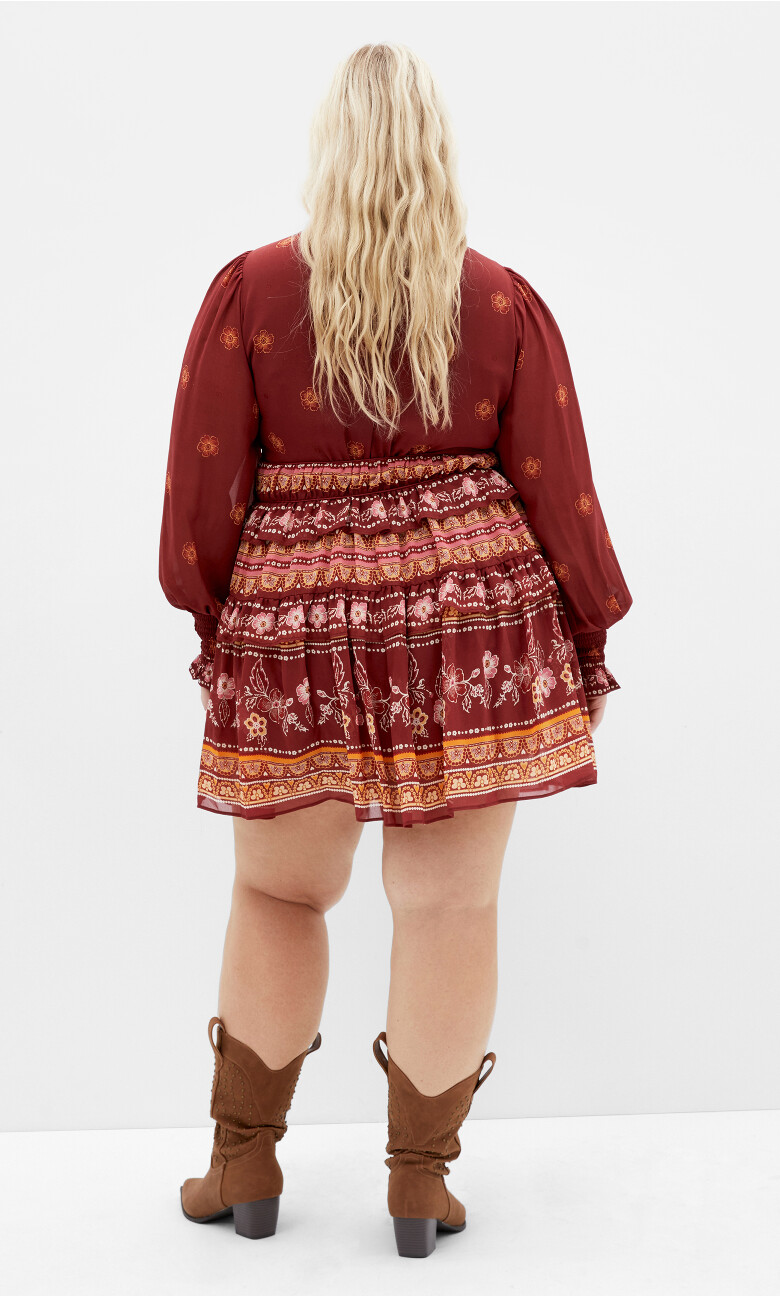 Hudson V Neck Mini Dress - rust