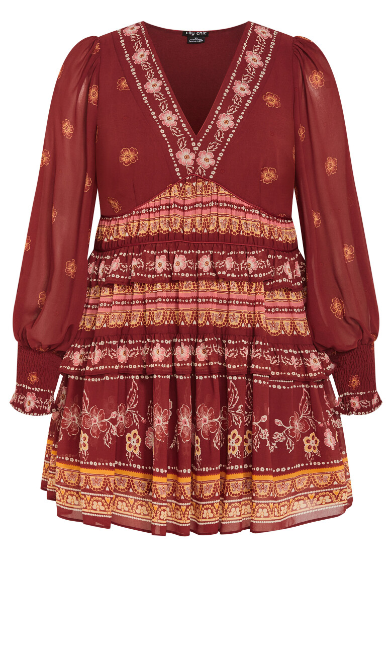 Hudson V Neck Mini Dress - rust