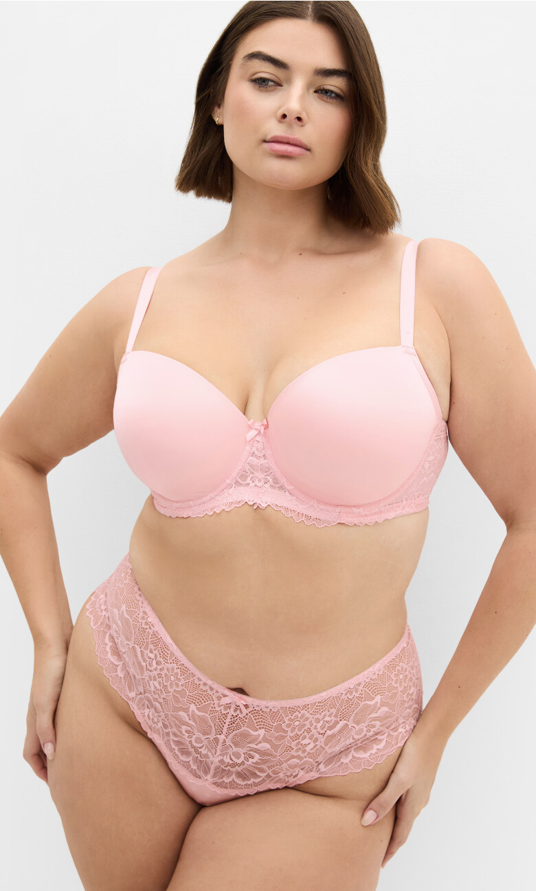 Plus Size Caitlin Lace Cheeky Panty - sugar pink