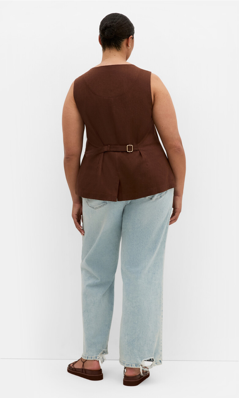 Vivien Linen Vest - milk chocolate