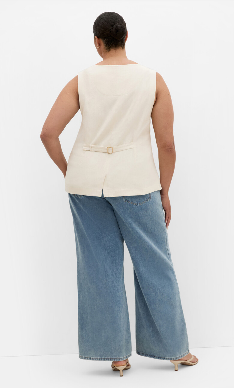 Vivien Linen Vest - cream