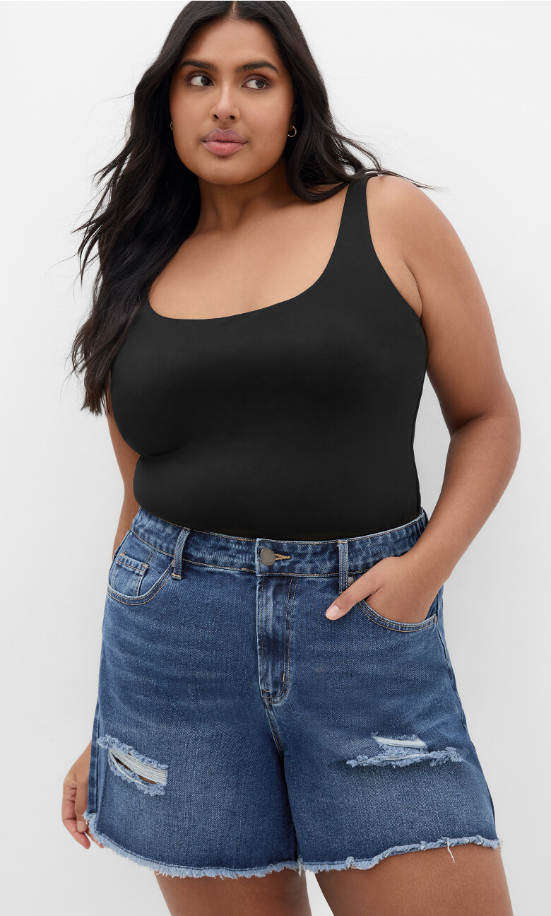 Plus Size Hannah Rip Short - dark denim (UPDATED)