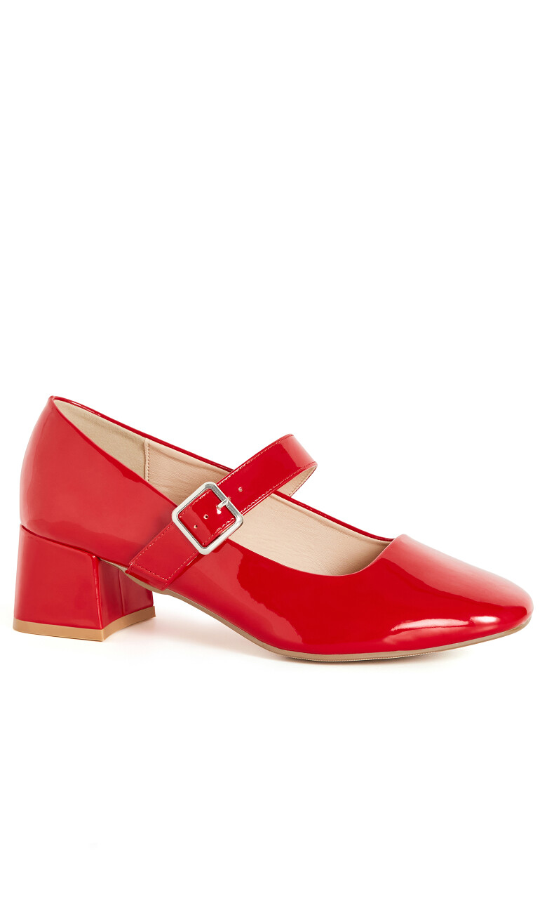 WIDE FIT Mary Jane Block Heel - vanilla