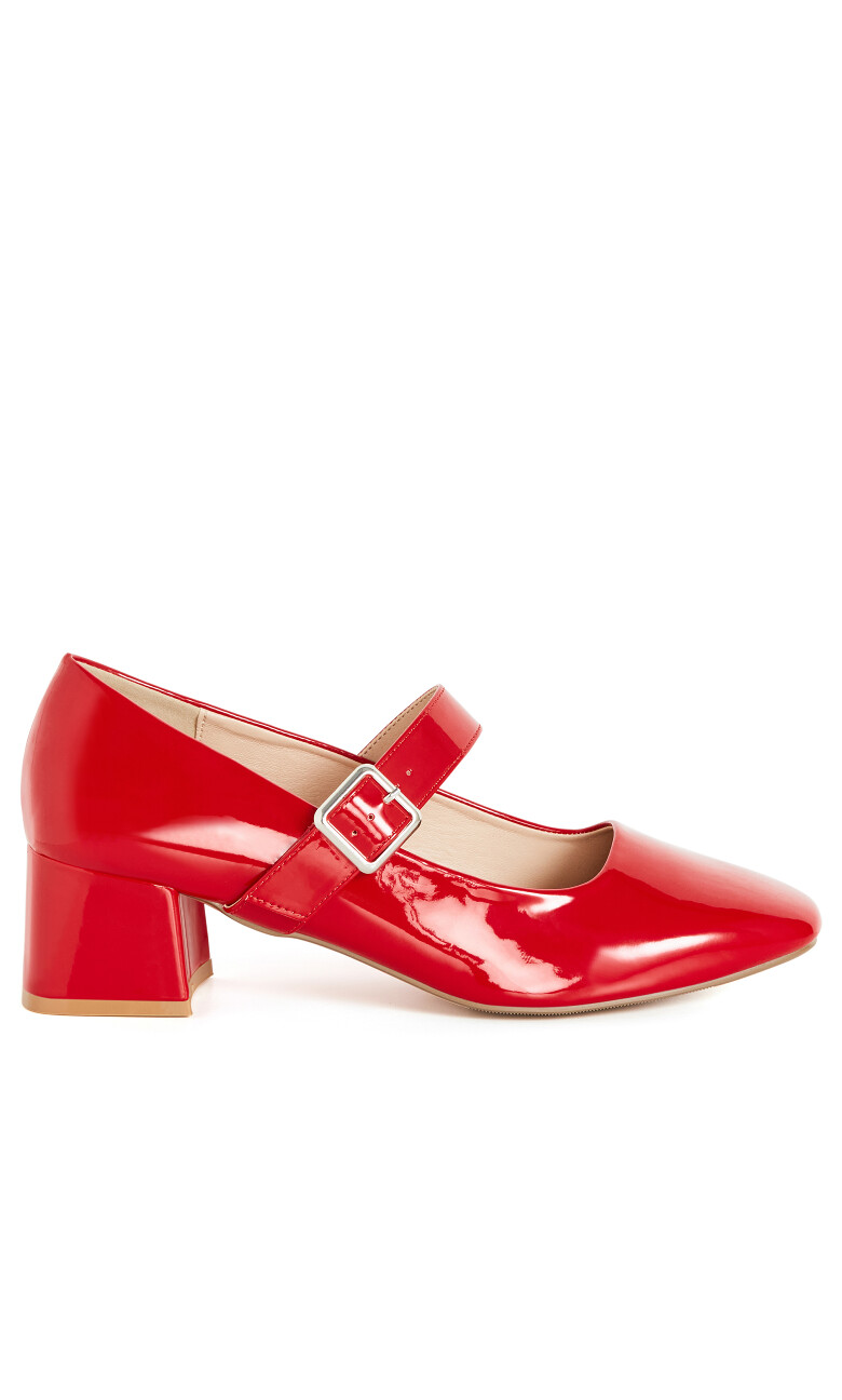 WIDE FIT Mary Jane Block Heel - red
