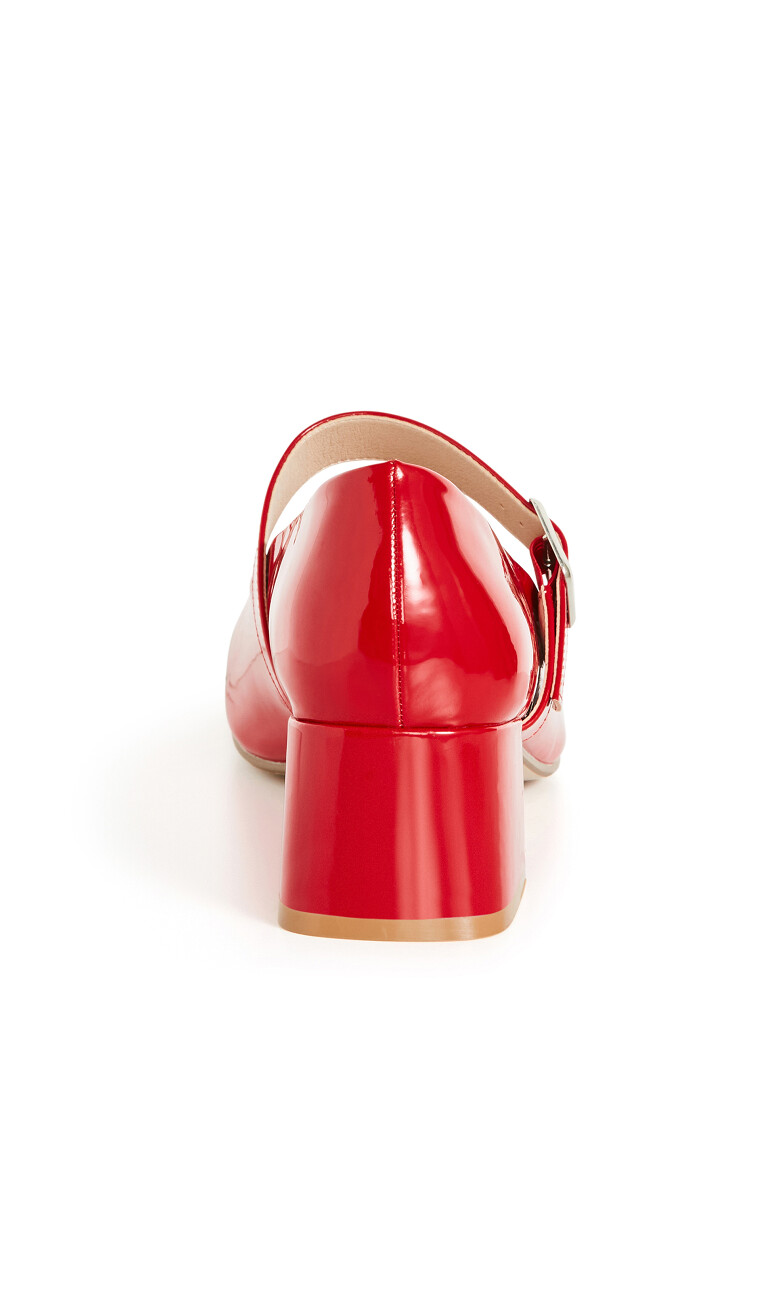 WIDE FIT Mary Jane Block Heel - red