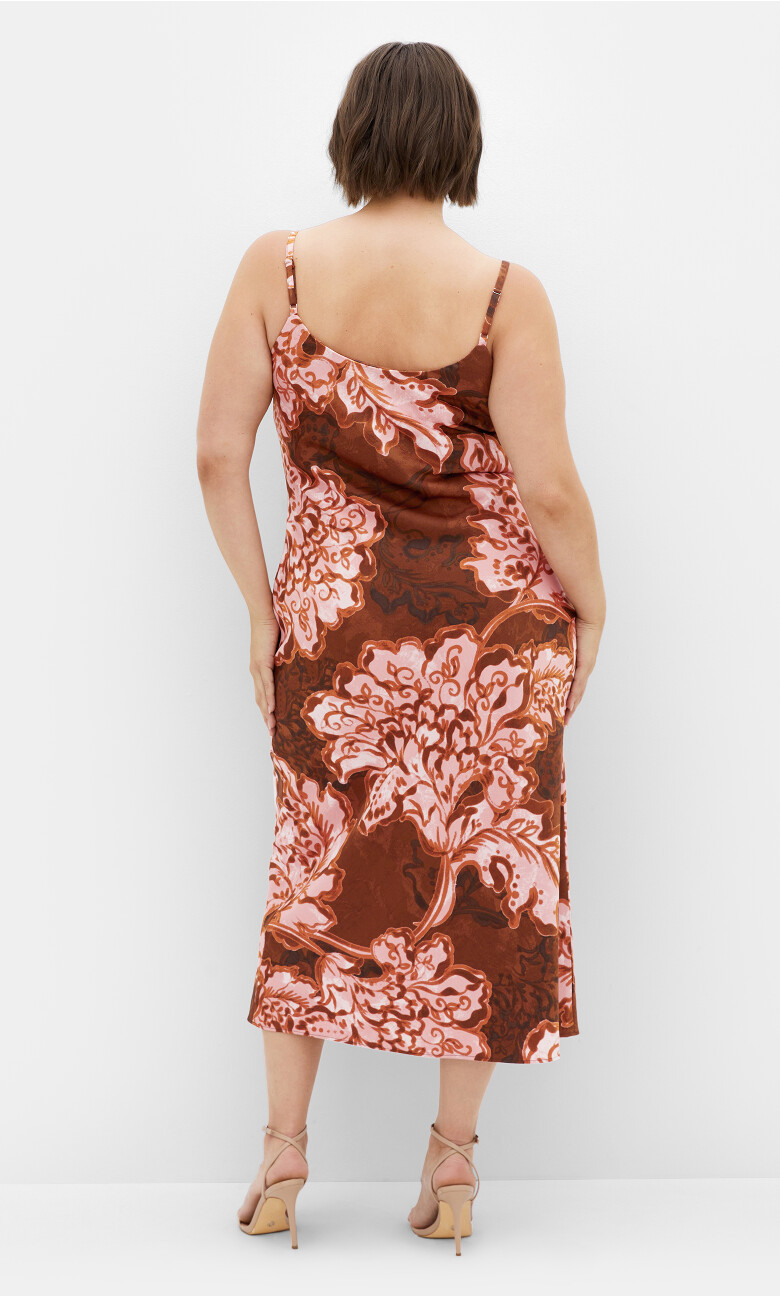 Winter Floral Dress - copper